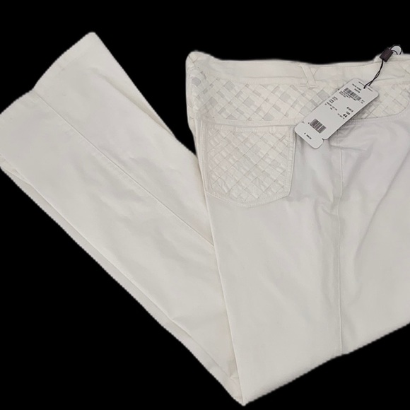 Escada White jeans size 14 basket weave pattern
